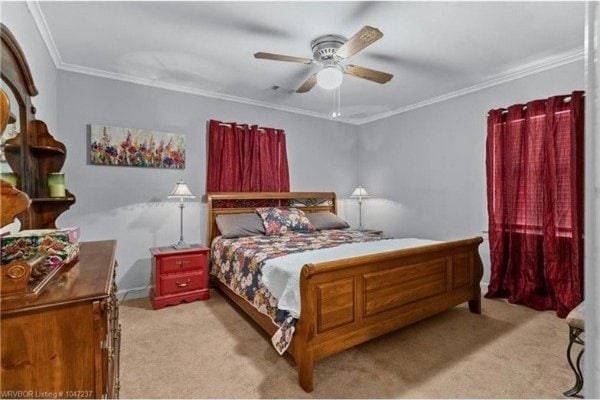 1107 S 20th St, Fort Smith, AR 72901 - bedroom featuring carpet flooring, crown molding, and a ceiling fan