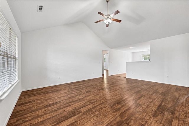 640 Spur Ln, Centerton, AR 72719 - unfurnished living room with a ceiling fan, wood finished floors, and high vaulted ceiling