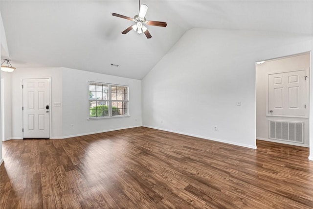 640 Spur Ln, Centerton, AR 72719 - unfurnished living room with ceiling fan, vaulted ceiling, and wood finished floors