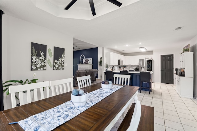 146 Horizon Ln, Alma, AR 72921 - dining room featuring ceiling fan, light tile patterned floors, and recessed lighting