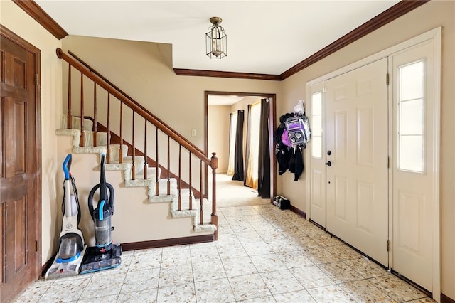 614 Beaconsfield Rd, Sherwood, AR 72120 - entryway with crown molding and stairs
