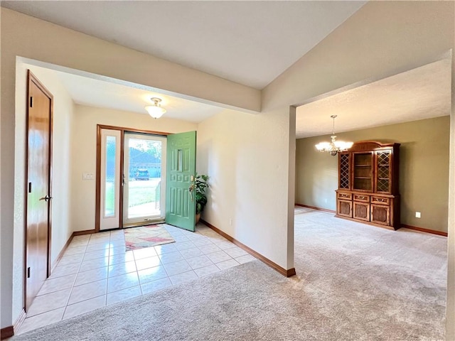 6 Hillcrest Dr, Holiday Island, AR 72631 - foyer with a chandelier, carpet, and tile patterned floors