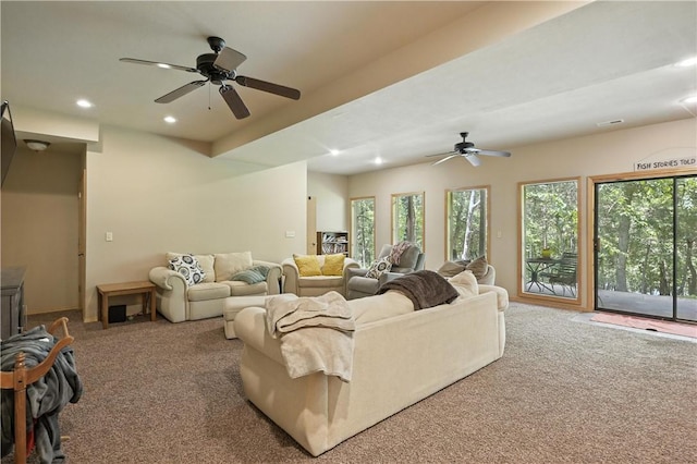 22562 Air Park, Golden, MO 65658 - living room with carpet floors, a ceiling fan, and recessed lighting