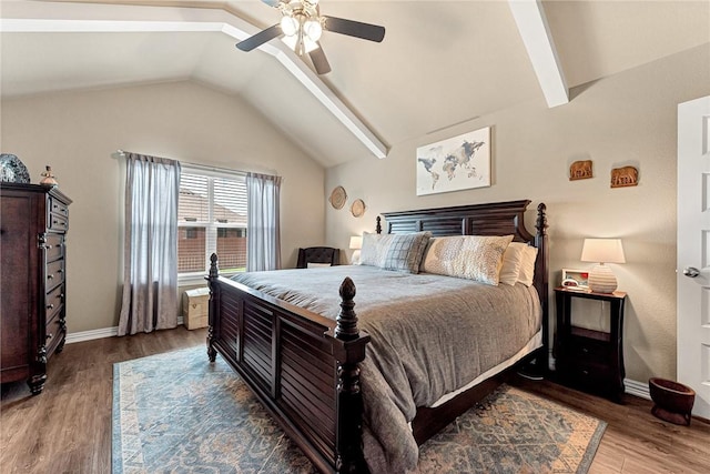 477 Caballo St, Farmington, AR 72730 - bedroom with vaulted ceiling, wood finished floors, and ceiling fan