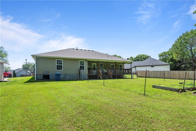 950 Nemett Cir, Pea Ridge, AR 72751 - rear view of house with stairs and a wooden deck