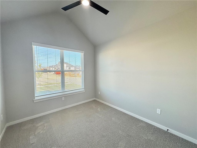 4807 SW Wakanda St, Bentonville, AR 72713 - empty room featuring ceiling fan, vaulted ceiling, and carpet flooring