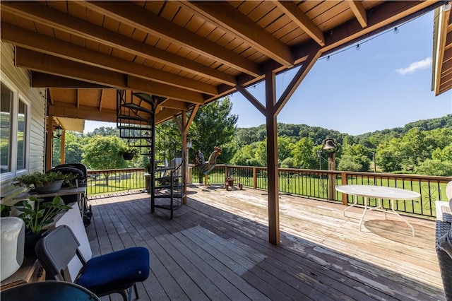 21569 Sibley Rd, Sulphur Springs, AR 72768 - wooden deck featuring a wooded view