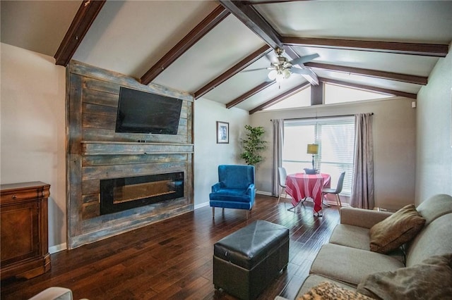 704 NW 8th St, Bentonville, AR 72712 - living room featuring a large fireplace, wood-type flooring, and a ceiling fan