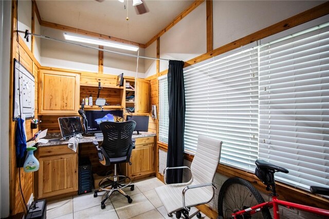 704 NW 8th St, Bentonville, AR 72712 - home office with light tile patterned floors and a ceiling fan