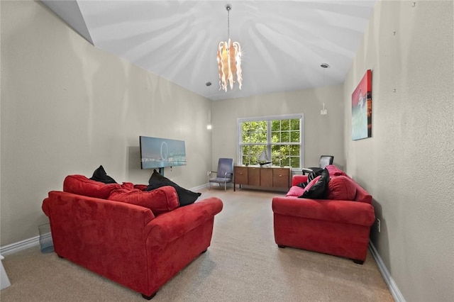 1754 N Hartford Dr, Fayetteville, AR 72701 - carpeted living room featuring a chandelier and baseboards