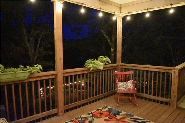 19641 Conestoga Rd, Elkins, AR 72727 - view of deck at night