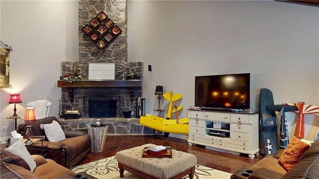 8271 S Lakeshore Dr, Rogers, AR 72756 - living room with a stone fireplace