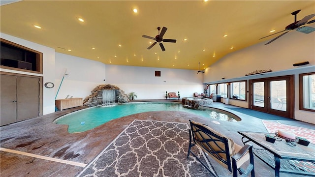 8271 S Lakeshore Dr, Rogers, AR 72756 - view of swimming pool with ceiling fan and a pool with connected hot tub