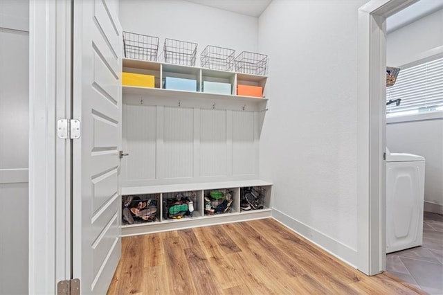 1575 Lake Estates Dr, Springdale, AR 72762 - mudroom featuring washer / clothes dryer and wood finished floors