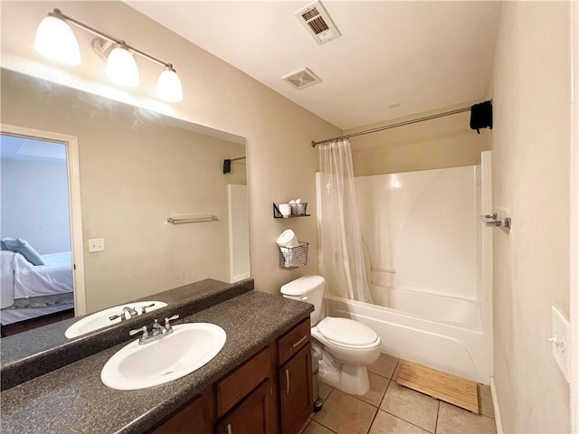 1459 Frisco Track Trce, Elkins, AR 72727 - bathroom featuring vanity, shower / bathtub combination with curtain, tile patterned flooring, and ensuite bath