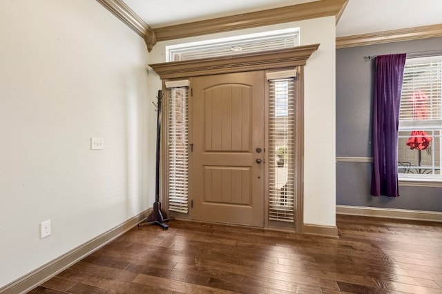 3004 N 16th St, Rogers, AR 72756 - entryway with crown molding, dark wood finished floors, and plenty of natural light