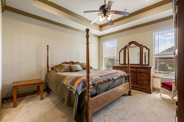 3004 N 16th St, Rogers, AR 72756 - bedroom with light carpet, crown molding, multiple windows, and a raised ceiling