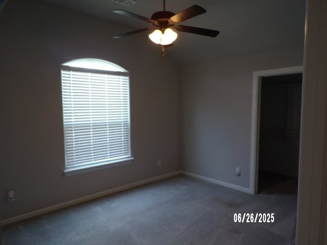 298 S Benchmark Ln, Fayetteville, AR 72704 - unfurnished bedroom featuring carpet floors, vaulted ceiling, and a ceiling fan