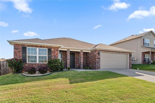 2504 Maplewood Ave, Lowell, AR 72745 - view of front of home featuring brick siding, concrete driveway, a garage, and roof with shingles