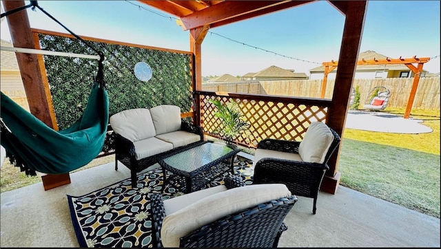 2504 Maplewood Ave, Lowell, AR 72745 - fenced backyard featuring an outdoor living space and a patio area