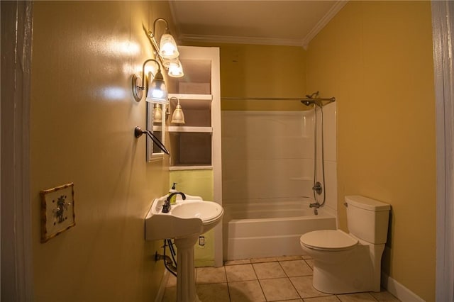 501 Fillmore St, Clarksville, AR 72830 - bathroom with ornamental molding, tile patterned floors, and shower / washtub combination
