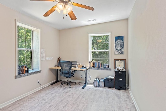 3389 Madison Unit 2405, Huntsville, AR 72740 - office featuring healthy amount of natural light, wood finished floors, and ceiling fan
