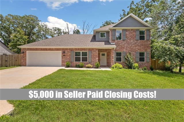 20 Dirleton Dr, Bella Vista, AR 72715 - view of front of home featuring a garage, driveway, brick siding, and a shingled roof