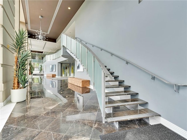 401 W Watson St Unit 507, Fayetteville, AR 72701 - stairs featuring baseboards and recessed lighting