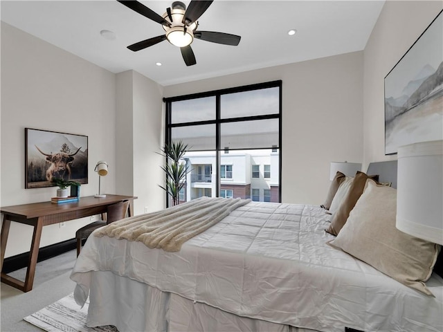 401 W Watson St Unit 507, Fayetteville, AR 72701 - carpeted bedroom featuring ceiling fan and recessed lighting