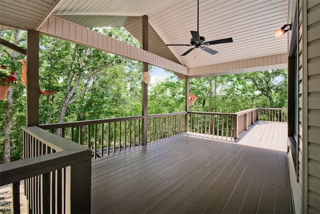 1 May Ln, Bella Vista, AR 72715 - wooden terrace featuring a ceiling fan