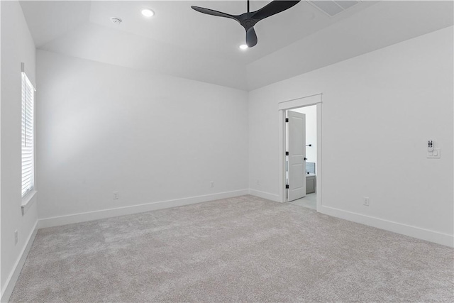17 Westmorland Dr, Bella Vista, AR 72714 - empty room featuring ceiling fan, light carpet, vaulted ceiling, and recessed lighting
