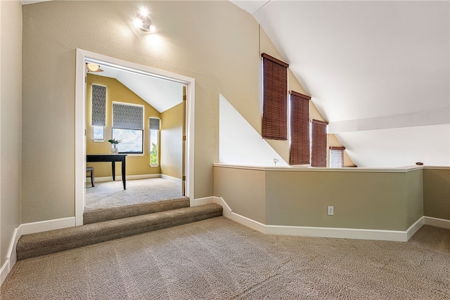 2855 E Hyland Park Rd, Fayetteville, AR 72701 - hallway featuring lofted ceiling and carpet
