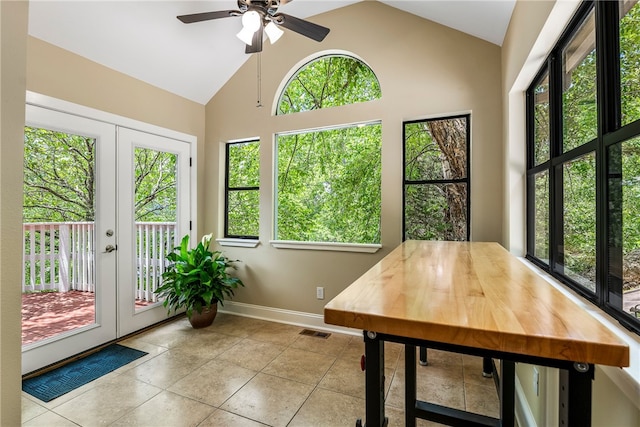 2855 E Hyland Park Rd, Fayetteville, AR 72701 - sunroom featuring french doors, lofted ceiling, and plenty of natural light
