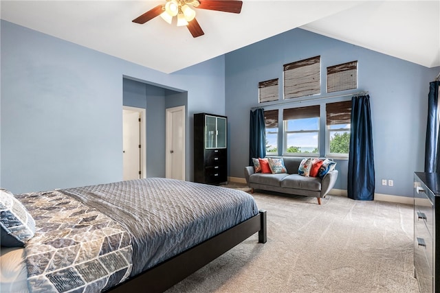 2855 E Hyland Park Rd, Fayetteville, AR 72701 - bedroom with carpet, a ceiling fan, and high vaulted ceiling