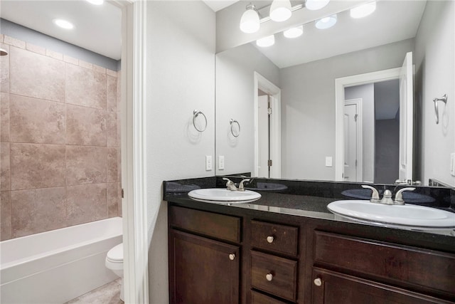 3915 Baltic St, Springdale, AR 72762 - full bathroom with double vanity, shower / bathtub combination, and tile patterned floors