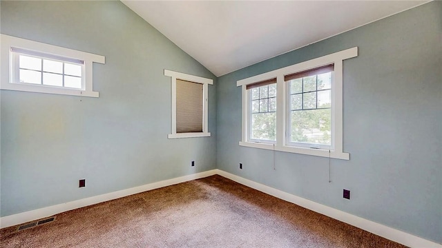 214 Lake Francis Dr, Siloam Springs, AR 72761 - unfurnished room featuring dark carpet and lofted ceiling