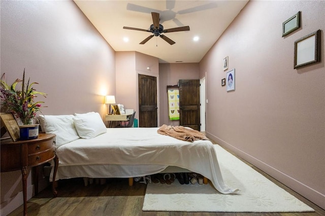 19475 Cotton Ln, Garfield, AR 72732 - bedroom with wood finished floors and a ceiling fan