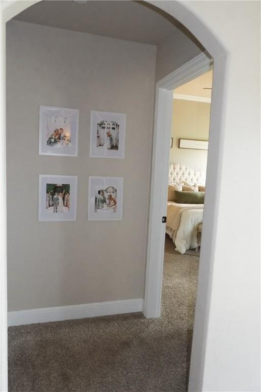 5399 Clear Springs Ave, Springdale, AR 72762 - hallway featuring carpet flooring and arched walkways