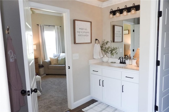 5399 Clear Springs Ave, Springdale, AR 72762 - bathroom featuring vanity and ornamental molding