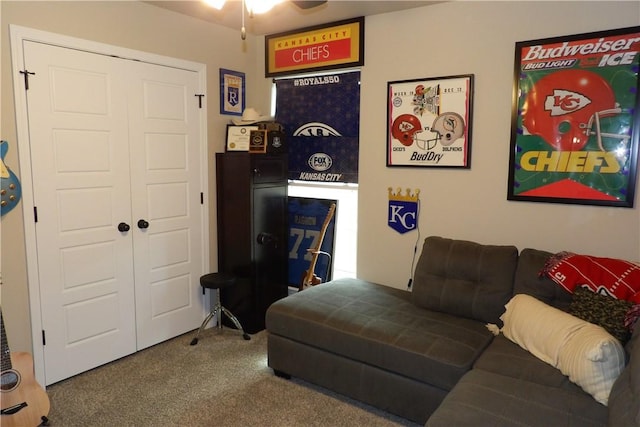 5399 Clear Springs Ave, Springdale, AR 72762 - carpeted living room with a ceiling fan