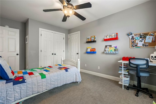 5503 S Turnberry Rd, Rogers, AR 72758 - bedroom with carpet floors, a closet, and a ceiling fan