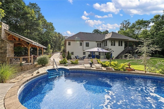 6 Leawood Pl, Bella Vista, AR 72715 - swimming pool with a gazebo, a patio, and a wooden deck