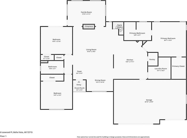 6 Leawood Pl, Bella Vista, AR 72715 - view of floor plan / room layout