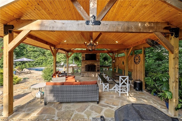 6 Leawood Pl, Bella Vista, AR 72715 - view of patio featuring a gazebo and an outdoor living space with a fireplace