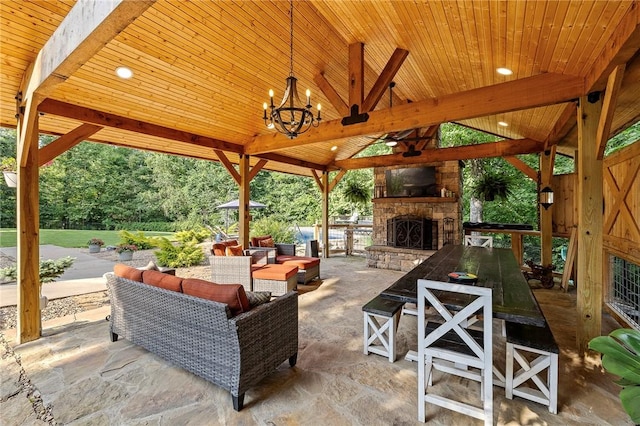 6 Leawood Pl, Bella Vista, AR 72715 - view of patio with a gazebo and an outdoor living space with a fireplace