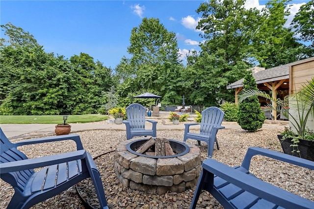 6 Leawood Pl, Bella Vista, AR 72715 - view of patio / terrace with an outdoor fire pit