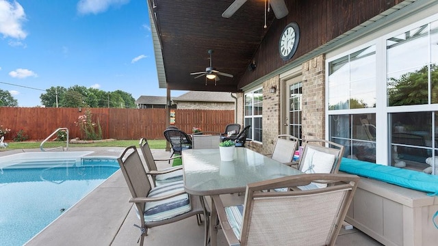 3809 N 2nd Pl, Rogers, AR 72756 - view of pool with ceiling fan, outdoor dining area, and a patio