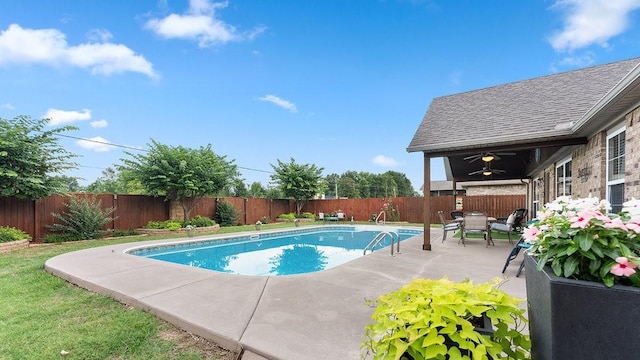3809 N 2nd Pl, Rogers, AR 72756 - view of pool featuring a fenced backyard, ceiling fan, and a patio area