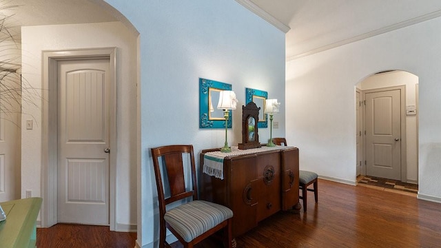 3809 N 2nd Pl, Rogers, AR 72756 - corridor with arched walkways, wood finished floors, and ornamental molding