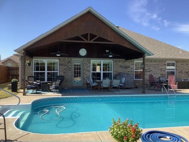 3809 N 2nd Pl, Rogers, AR 72756 - view of pool featuring ceiling fan and a patio area